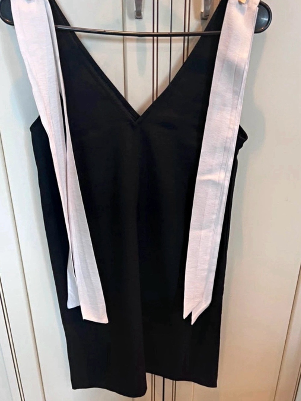 H&M Black Mini Dress with White Tie Straps